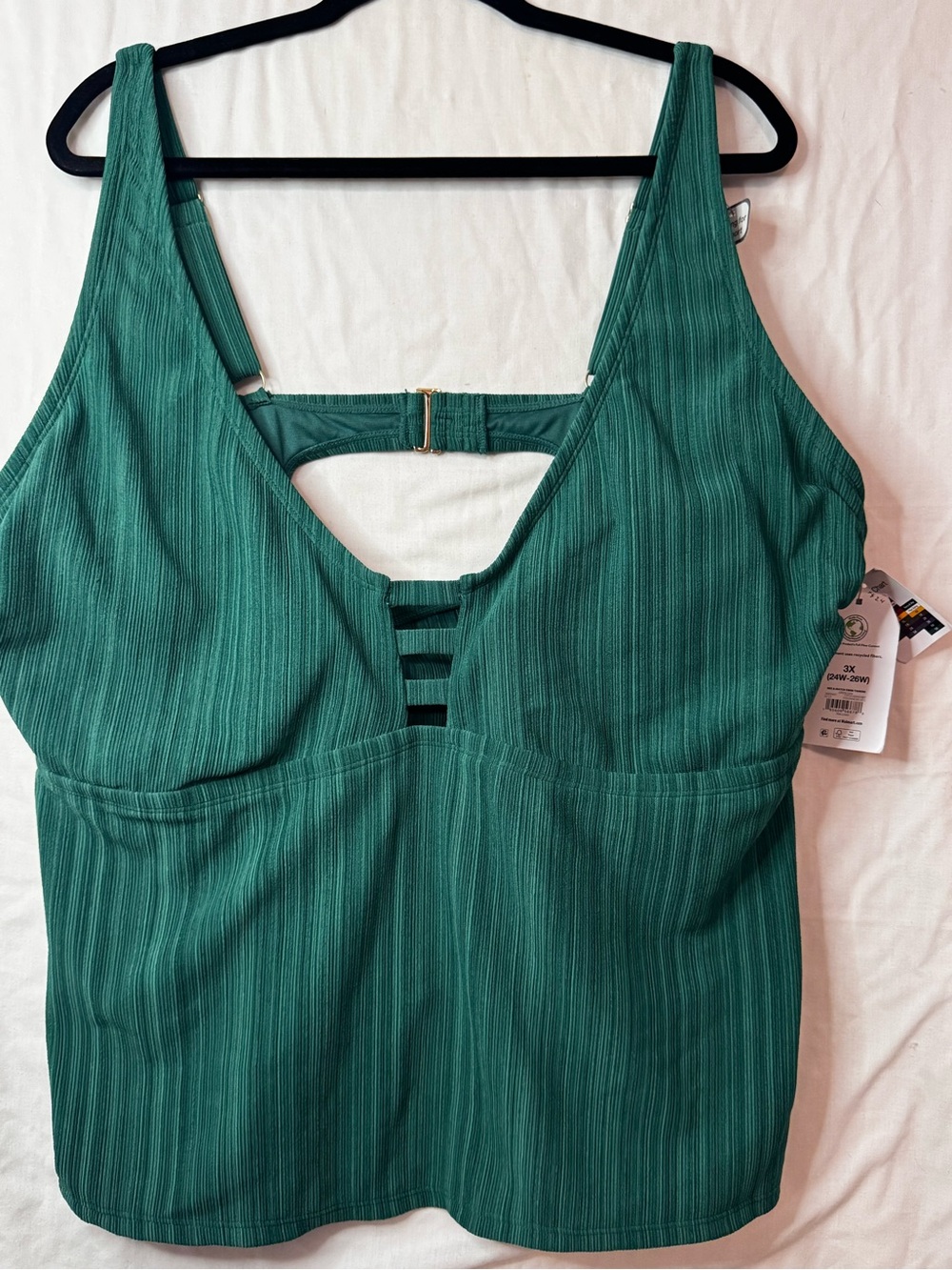 Time and Tru Green Striped Tankini Top